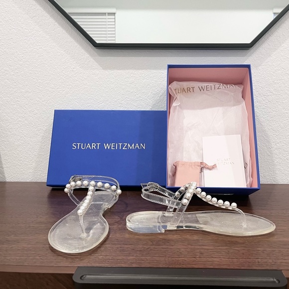 Stuart Weitzman Pearl Embellished Clear Jelly Sandals - Picture 6 of 11